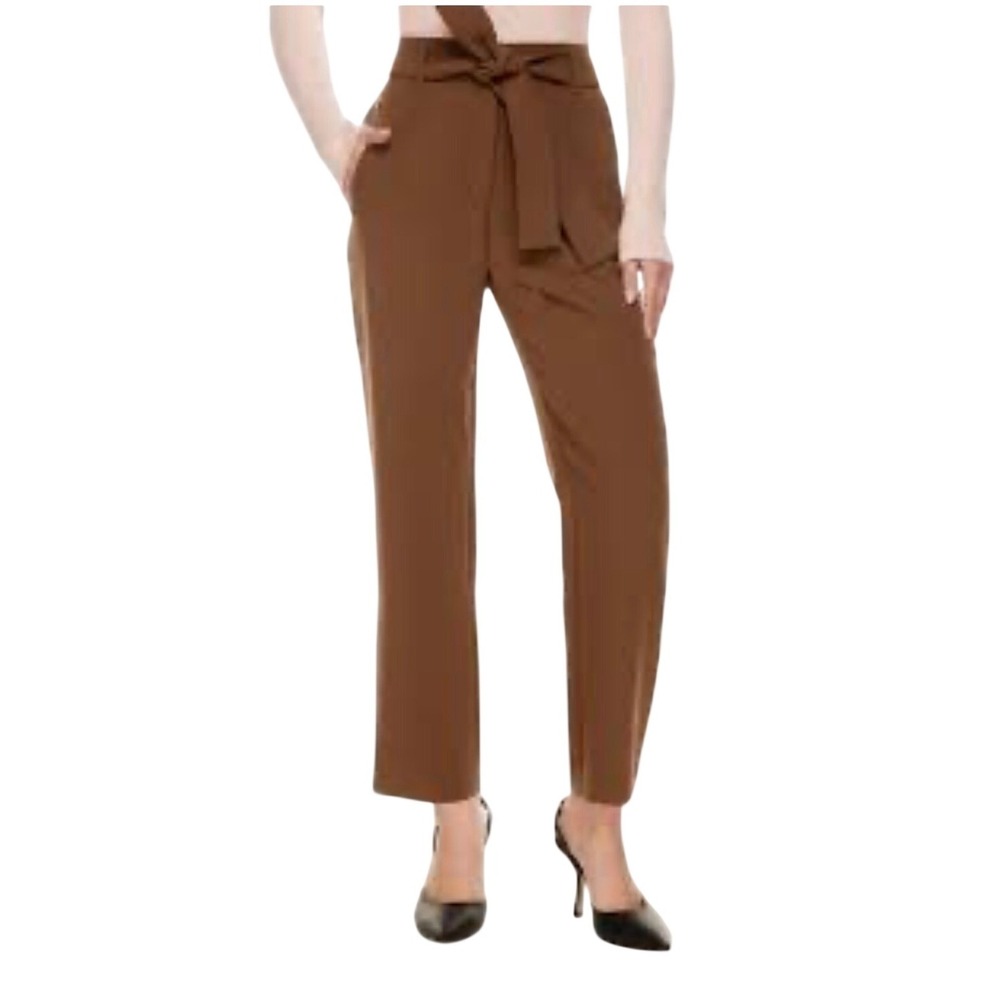 Aritzia‎ Wilfred Paperbag Tie Front Pants Women size 4 Brown High Waist Career